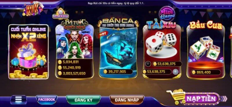 Rikvip - Thương hiệu game bài, game đổi thưởng uy tín số 1 Châu Á 2 Những tựa game hấp dẫn tại sảnh game Rik vip cho cược thủ