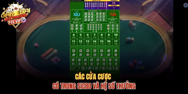 Học Chơi Tài Xỉu Sicbo Cực Chuẩn Và Top Những Mẹo Hay 2 Các cửa cược có trong sicbo và hệ số thưởng